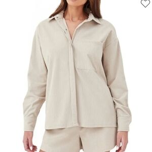 NWT 4th & Reckless Scarlett Oversized Shirt in Beige Marl size XS